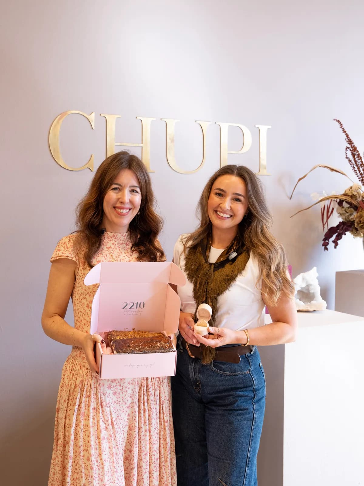 Una and Chupi Sweetman with the Chupi × 2210 barmbrack and a Chupi ring