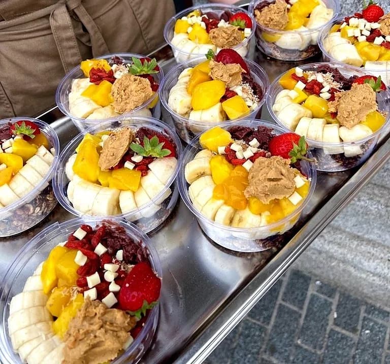 Fruit pots on a tray