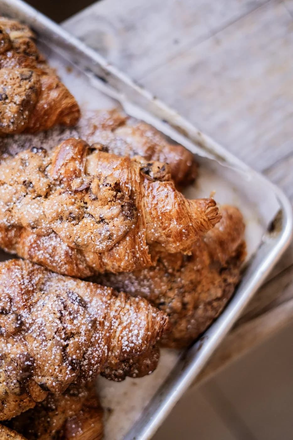 A tray of almond croissants