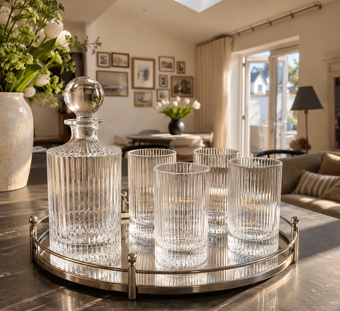 Ribbed Decanter Set