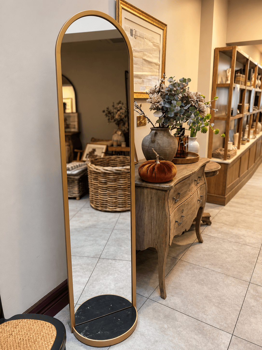 Gold Marble Floor Mirror