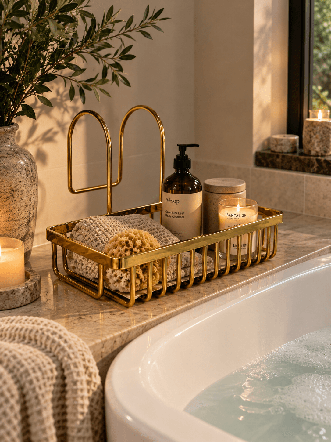 Antique Gold Bath Caddy