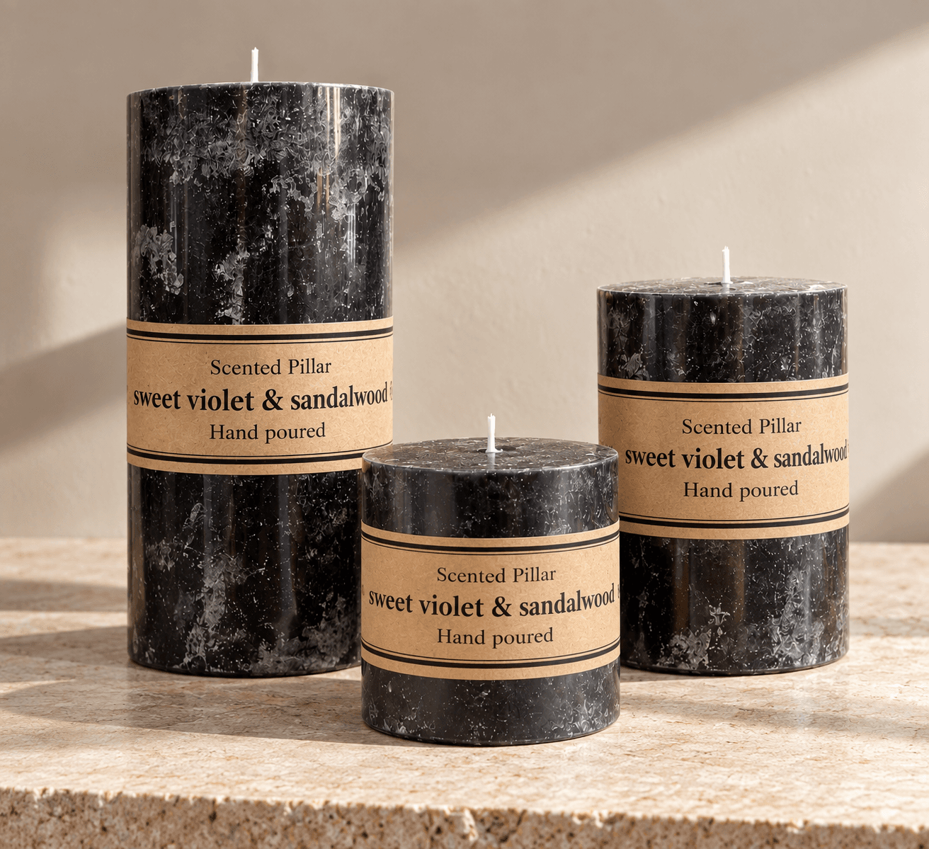 Black Violet & Sandalwood Pillar Candle