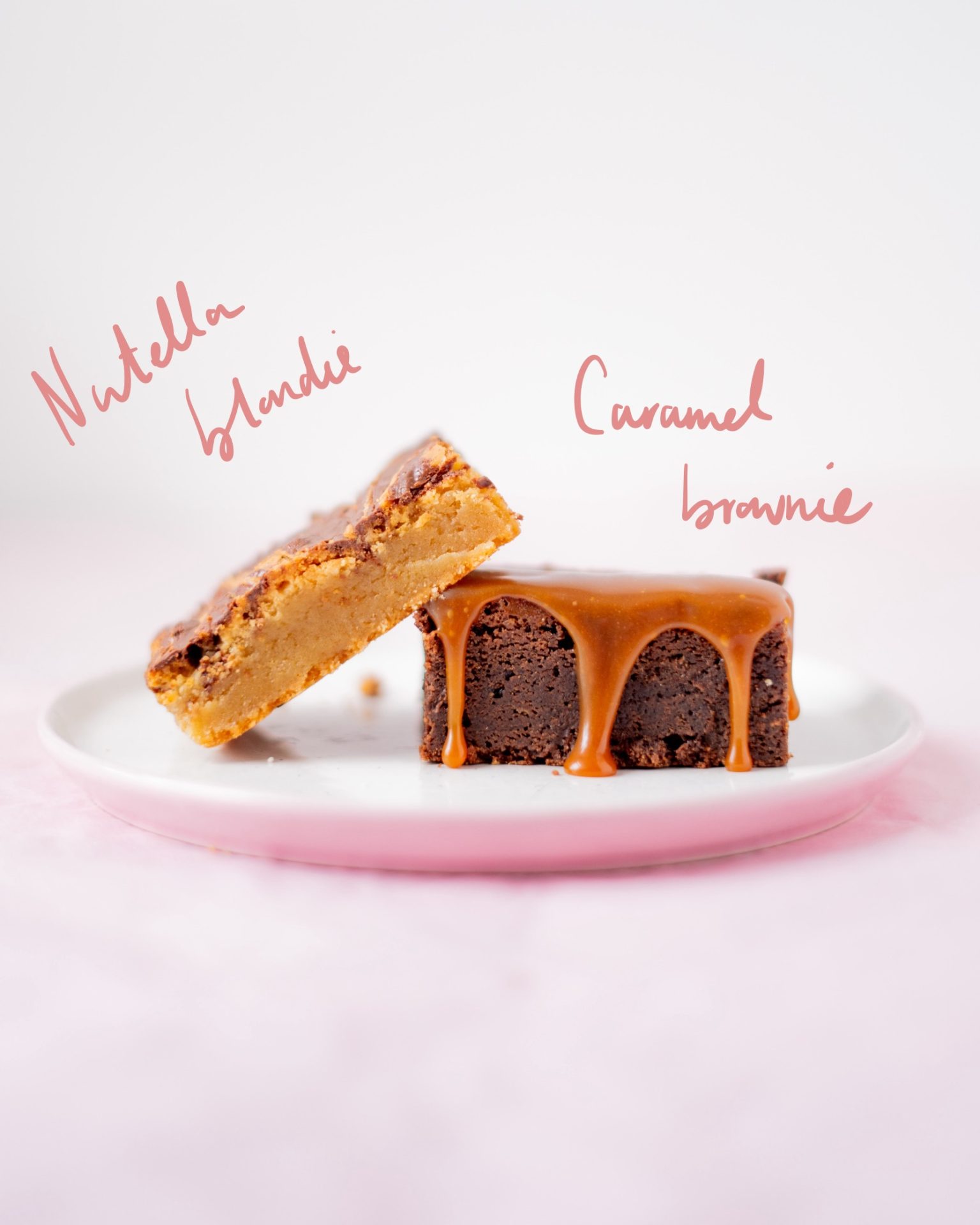 1/2 Caramel brownies 1/2 Nutella Blondies